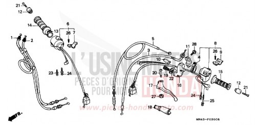 LEVIER DE GUIDON/COMMUTATEUR/CABLE CBR600FL de 1990
